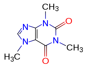 Chemical structure of Caffeine.
